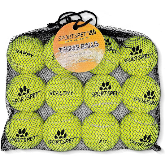 Tennis Balls for Dogs - Extra Bouncy - Non Toxic - Durable - Long Lasting - Floats (Tennis Balls Standard (12 Pack)) (63.6Mm)