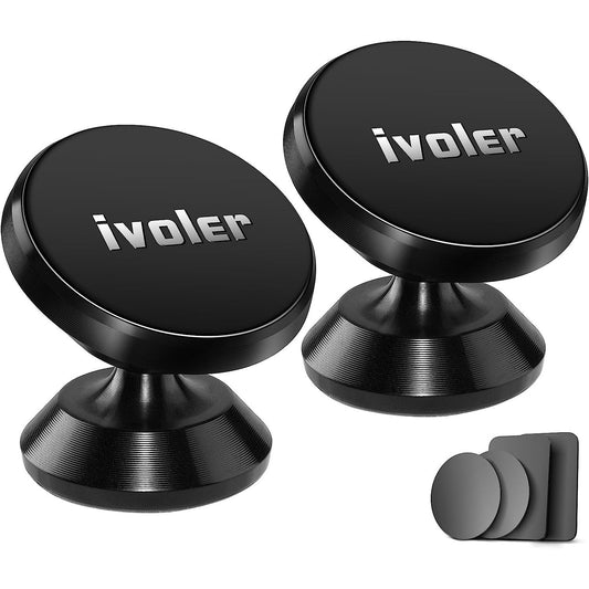 Car Phone Holder, [2 Pack] 360°Free Rotation Universal Magnetic Dashboard Phone Holder Mini Car Mounts Compatible for Sony,Samsung,Nokia, Huawei All Phones or GPS Devices - Black