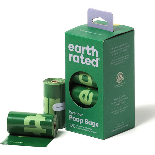 Dog Poo Bags, New Look, Guaranteed Leak Proof and Extra Thick Waste Bag Refill Rolls for Dogs, Lavender Scented, 120 Count