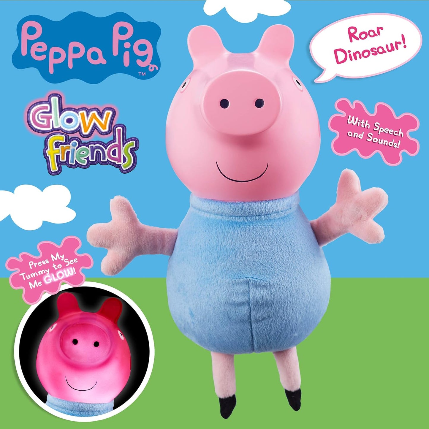 Glow Friends Talking Peppa, Preschool Interactive Soft Toy, with Lights up Face and Sound Effects, Gift for 3-5 Year Old