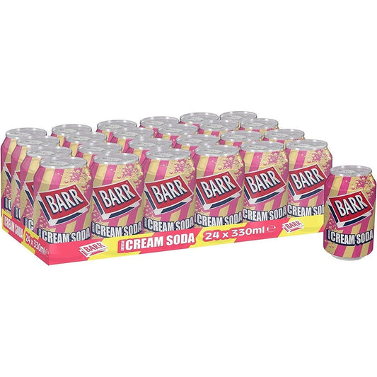 BARR since 1875, Cream Soda, 24 Pack x 300ml, Fizzy Drink Cans. Clear store Clear Store