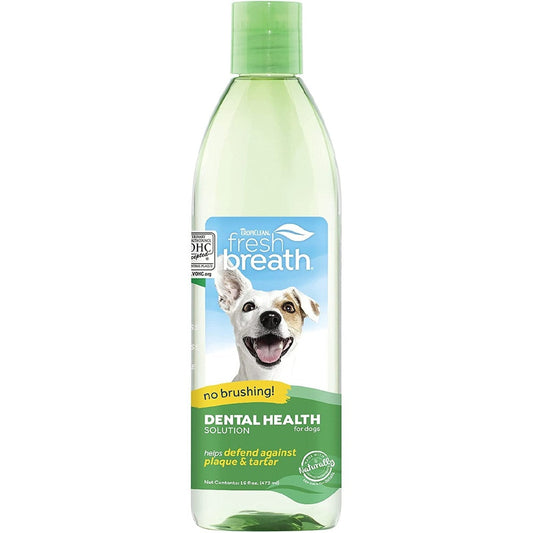 Fresh Breath Dog Teeth Cleaning  Dog Dental Care for Bad Breath - Breath Freshener - Water Additive Mouthwash – Helps Remove Plaque off Dogs Teeth, Original, 473ml Clear Store