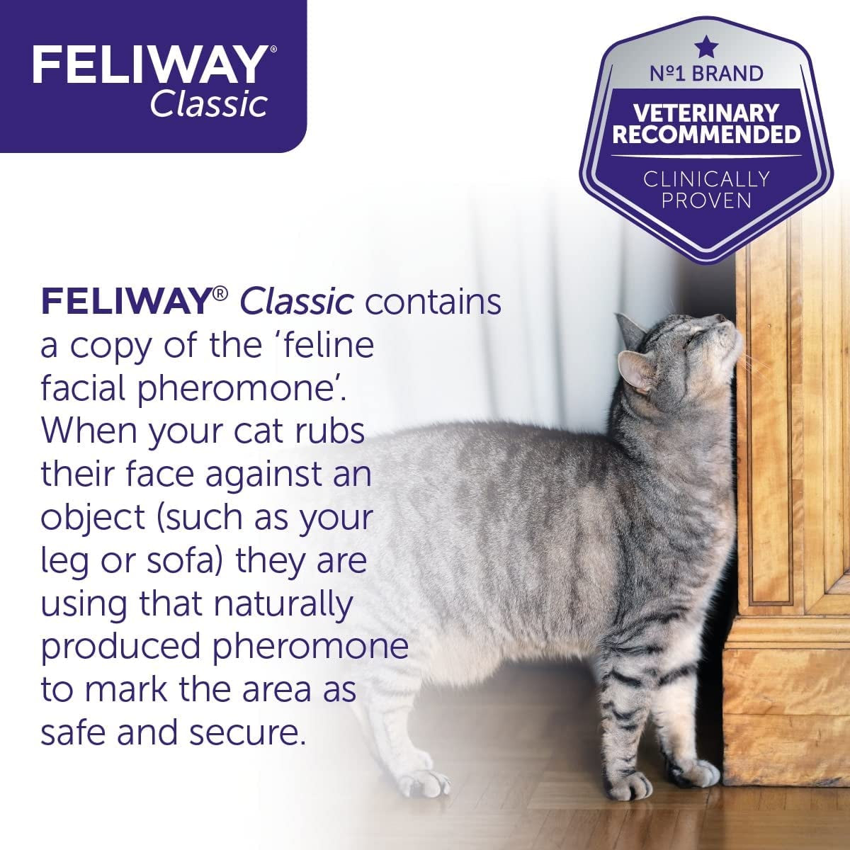 Classic 30 Day Refill Comforts Cats, Helps Solve Behavioural Issues and Stress/Anxiety in the Home - 48Ml