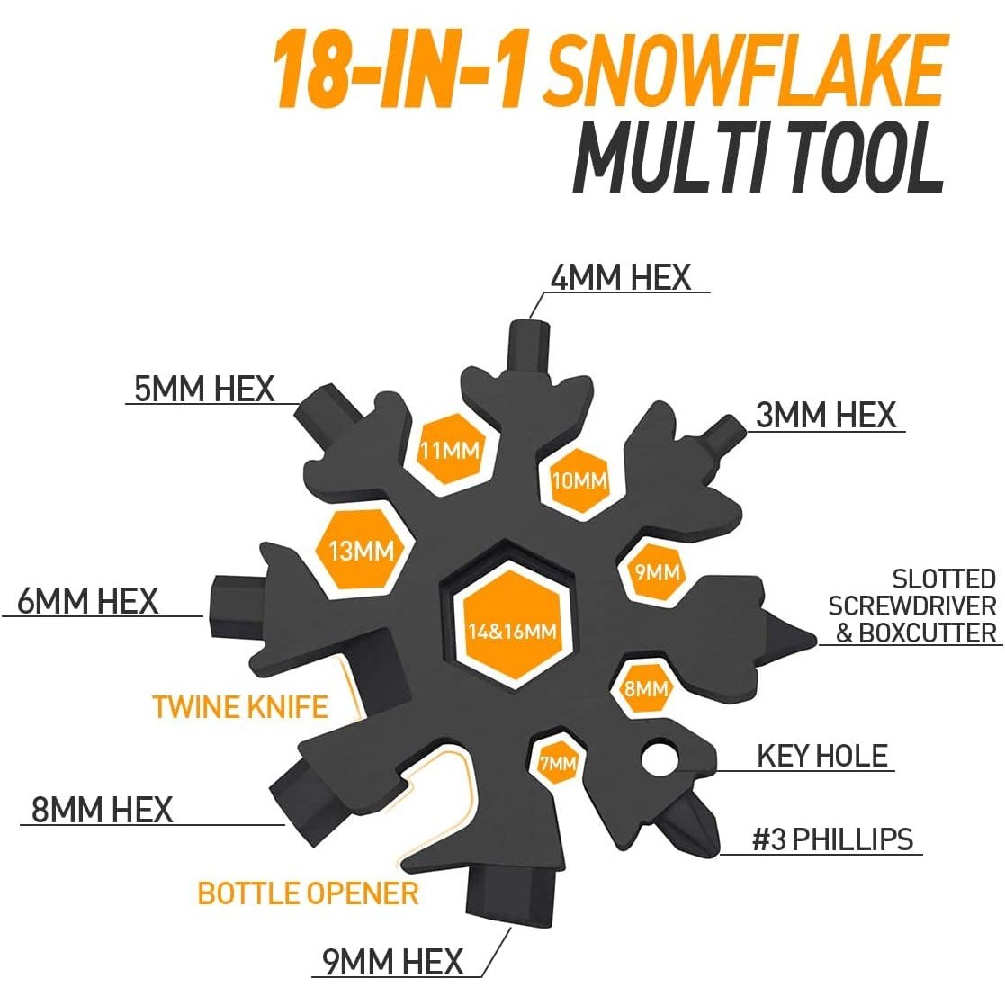 Gifts for Men, Stocking Fillers for Men/Women, 18-In-1 Snowflake Multi Tool Mens Gifts for Dad Gifts for Men Who Have Everything, Birthday Gifts for Him Gadgets for Men, Mens Gifts for Christmas