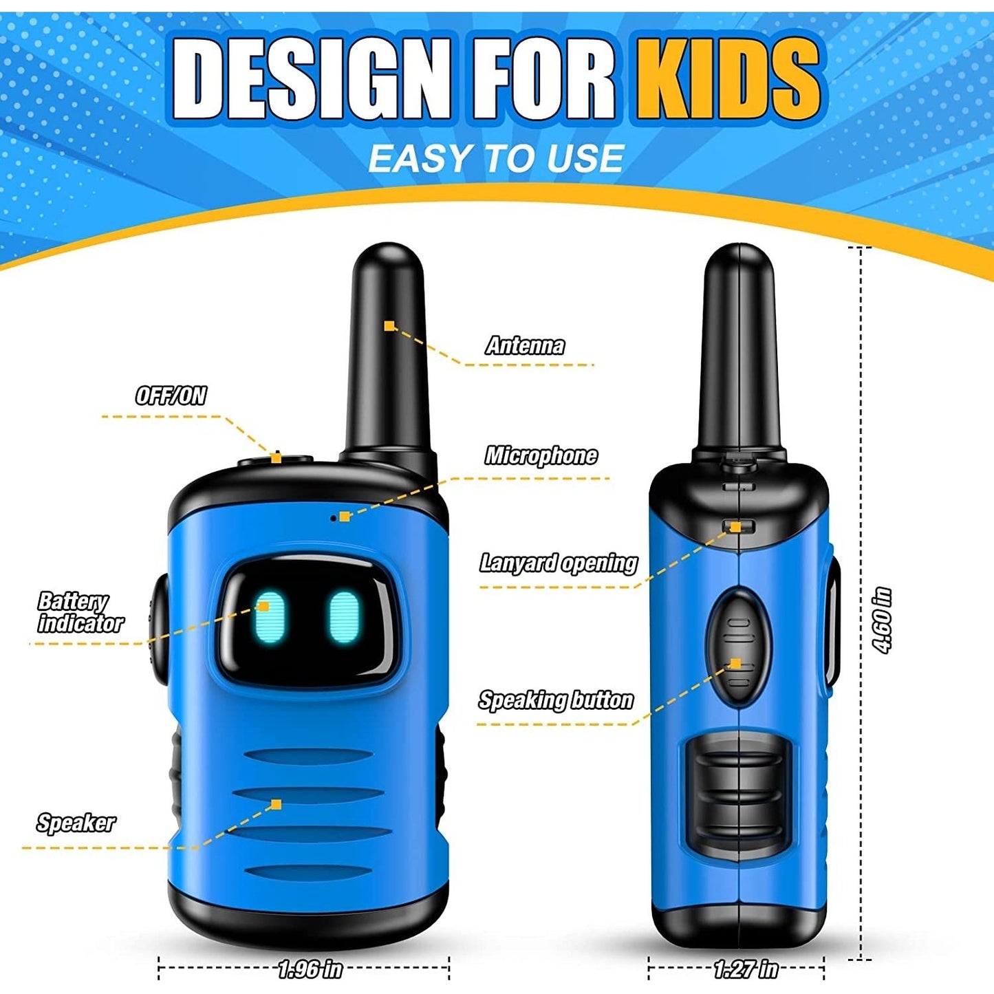 Walkie Talkie Kids, Toys for 3-8 Year Old Boy Gift for 5 6 7 8 Year Olds Boys Toys Age 4-7 Kids Toys Age 3 4 5 Outdoor Toys Walkie Talkie Sensory Toys for Autism Kids Camping Accessories Blue