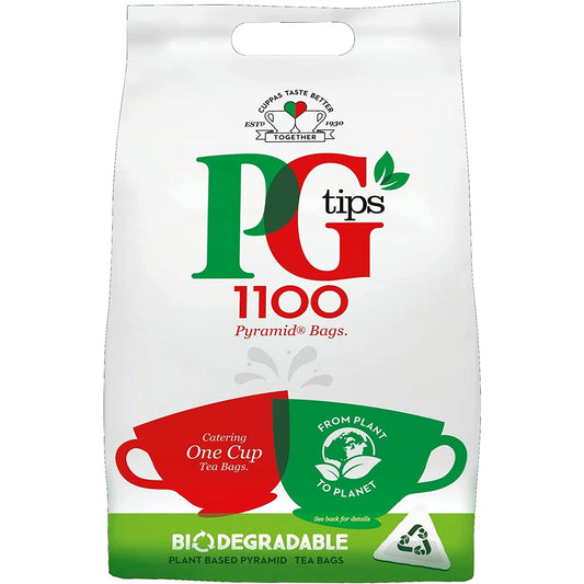 PG Tips One Cup Biodegradable Pyramid Everyday Tea Bags Bulk Pack of 1100 Teabags for Catering, Birthdays, Office Tea Breaks and Afternoon Tea