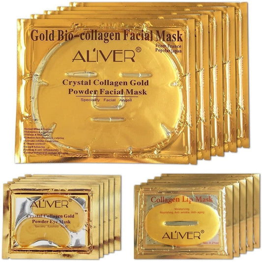 24K Gold Bio Collagen Crystal Face Mask, anti Ageing Skin Care (5Pairs/Set) Clear Store