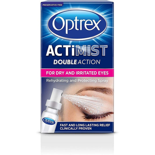 Optrex Actimist Double Action Eye Spray for Dry and Irritated Eyes, Rehydrate and Protect Eye Spray, Long Lasting Relief, 10 Ml (Pack of 1) Clear Store