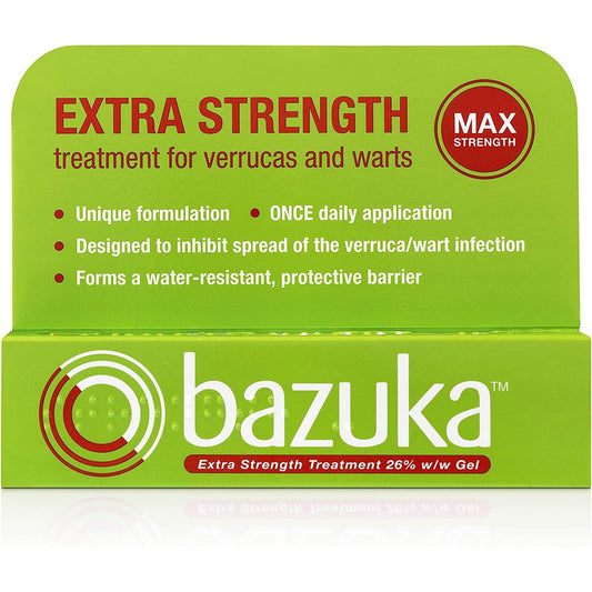 Removal of Verrucas and Warts Bazuka 6g Extra Strength Treatment Gel Pain-Free Treatment Clear Store