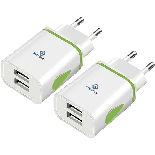 ® Holiday Charger EU 2 Pin to USB Plug Travel Adapter Charger | Euro Adaptor - 2 USB Ports | European Universal Power Charging for Iphone Samsung Smartphones Shaver Toothbrush (2 Pack)