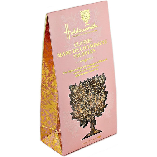 Holdsworth Marc De Champagne Treat Bag, Luxury Creamy Milk Chocolates Handmade in England, Palm Oil Free, Suitable for Vegetarians, Best Gift for Birthdays and Anniversaries, with Beautiful Box, 100 G