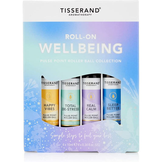 - Wellbeing Roller Ball Collection - Pulse Point Roller Ball - Happy Vibes, Total De-Stress, Sleep Better and Real Calm - 100% Natural Pure Essential Oils - 4X10Ml