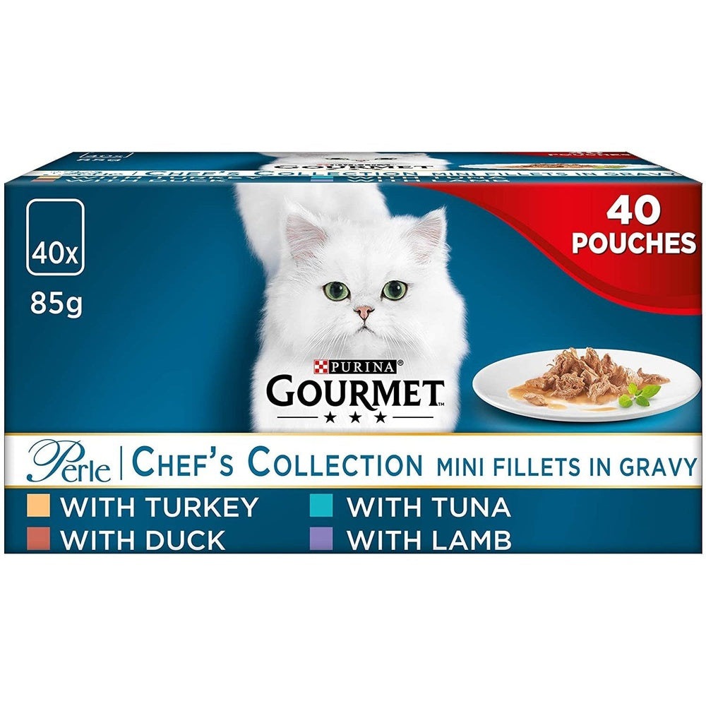 Cat Food Wet Pouches in Gravy Perle Chef S Collection 40 X 85g