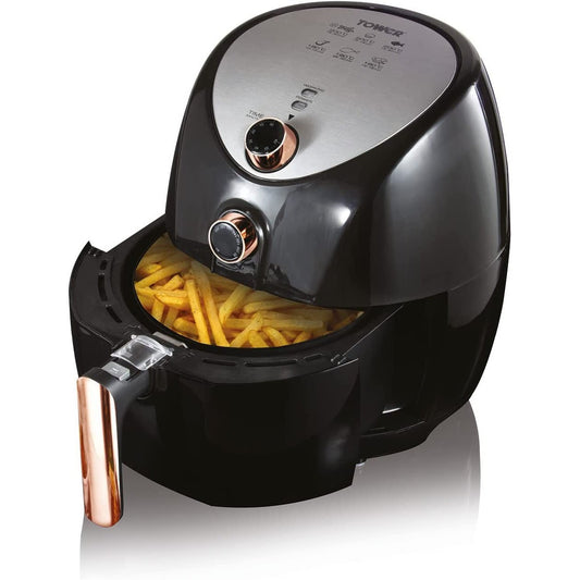 T17021RG Family Size Air Fryer with Rapid Air Circulation, 60-Minute Timer, 4.3L, 1500W, Black & Rose Gold