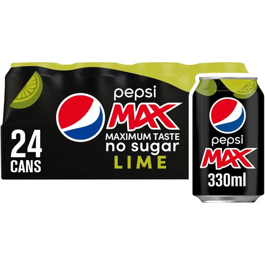 Pepsi Max Lime 330ml x 72 Cans in Total Pack of 3 Clear Store