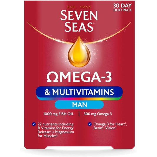 Omega-3 & Multivitamins Man, with B Vitamins and Magnesium, 30-Day Duo Pack, 30 Omega-3 Capsules and 30 Multivitamin Tablets Clear Store
