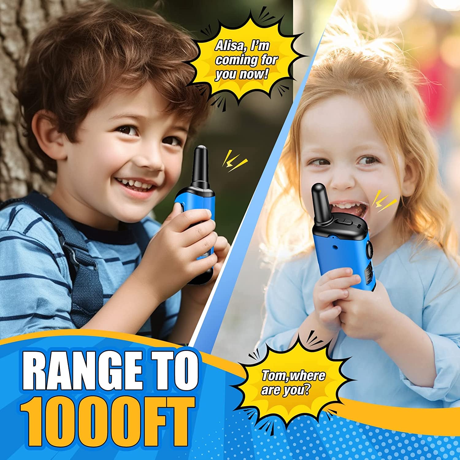 Walkie Talkie Kids, Toys for 3-8 Year Old Boy Gift for 5 6 7 8 Year Olds Boys Toys Age 4-7 Kids Toys Age 3 4 5 Outdoor Toys Walkie Talkie Sensory Toys for Autism Kids Camping Accessories Blue
