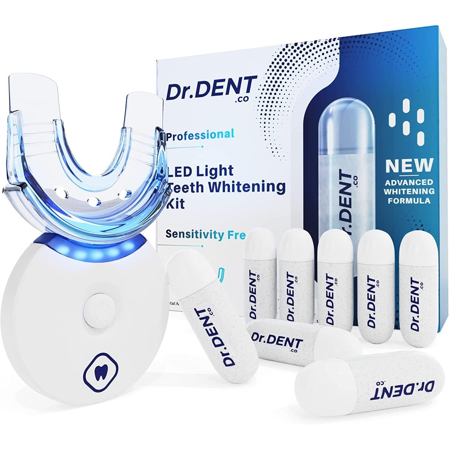 Professional LED Teeth Whitening Kit Sensitivity Free 8 Gel Pods