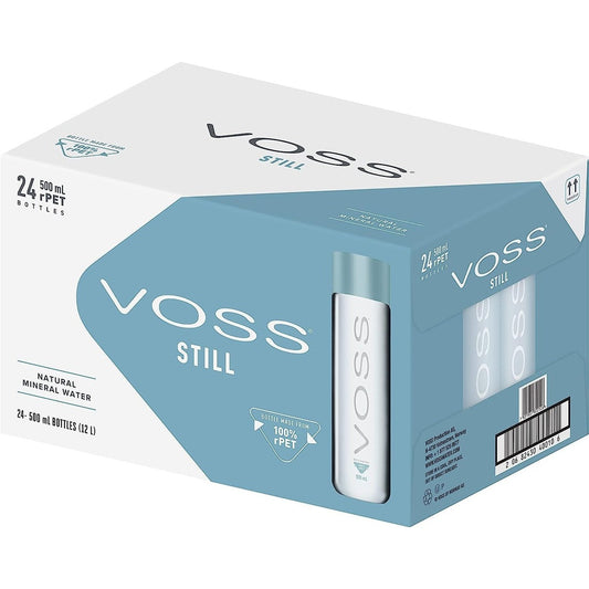VOSS UK Water, Artesian Still Water, Natural, Pure Water, PET Water Bottles, Pack of 24 X 500 Ml Clear Store