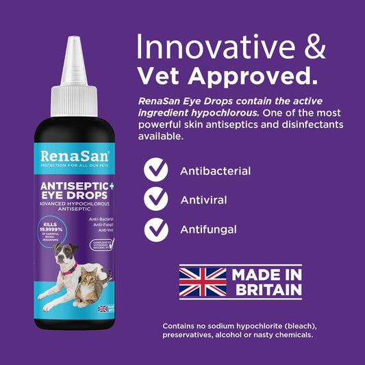 Antiseptic Eye Drops 60ml, for Dogs & Cats Pets Clear Store