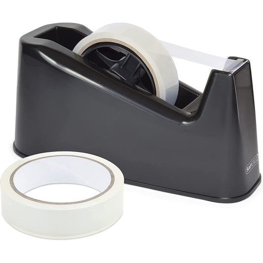 1540 Germ-Savvy Antibacterial, 500 Heavy Duty Tape Dispenser with 2 Tape Rolls, Black