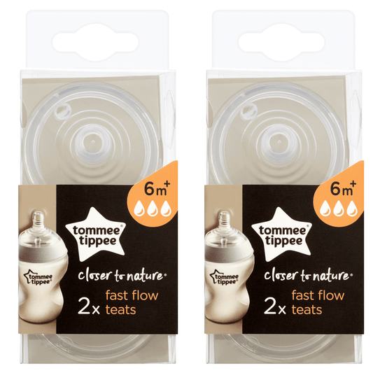 Tommee Tippee Closer to Nature 4 Fast Flow Teats 6m+ Clear Store
