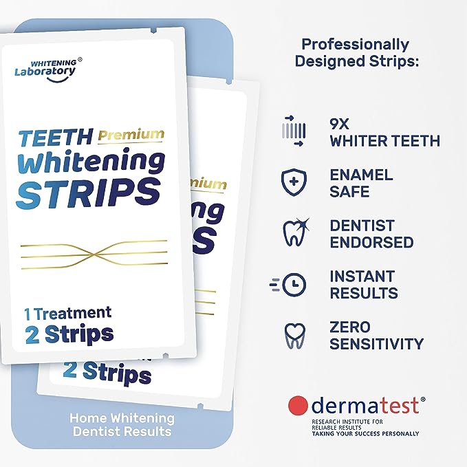 Professional Teeth Whitening Strips - 21 Sessions - Safe for Enamel - 42 Peroxide-Free Strips with Mouth Opener - Removes Deep Stains