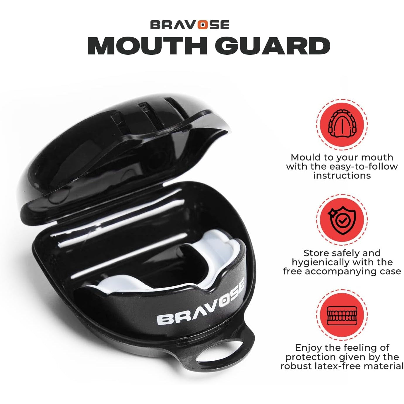 Premium Mouth Guard Boxing for Adults and Juniors | Dual Layer Boxing Gum Shield with Case for Boxing, Kick Boxing, MMA, Muay Thai | Slim Fit Professional Mouthguard Jaw Braces (White)