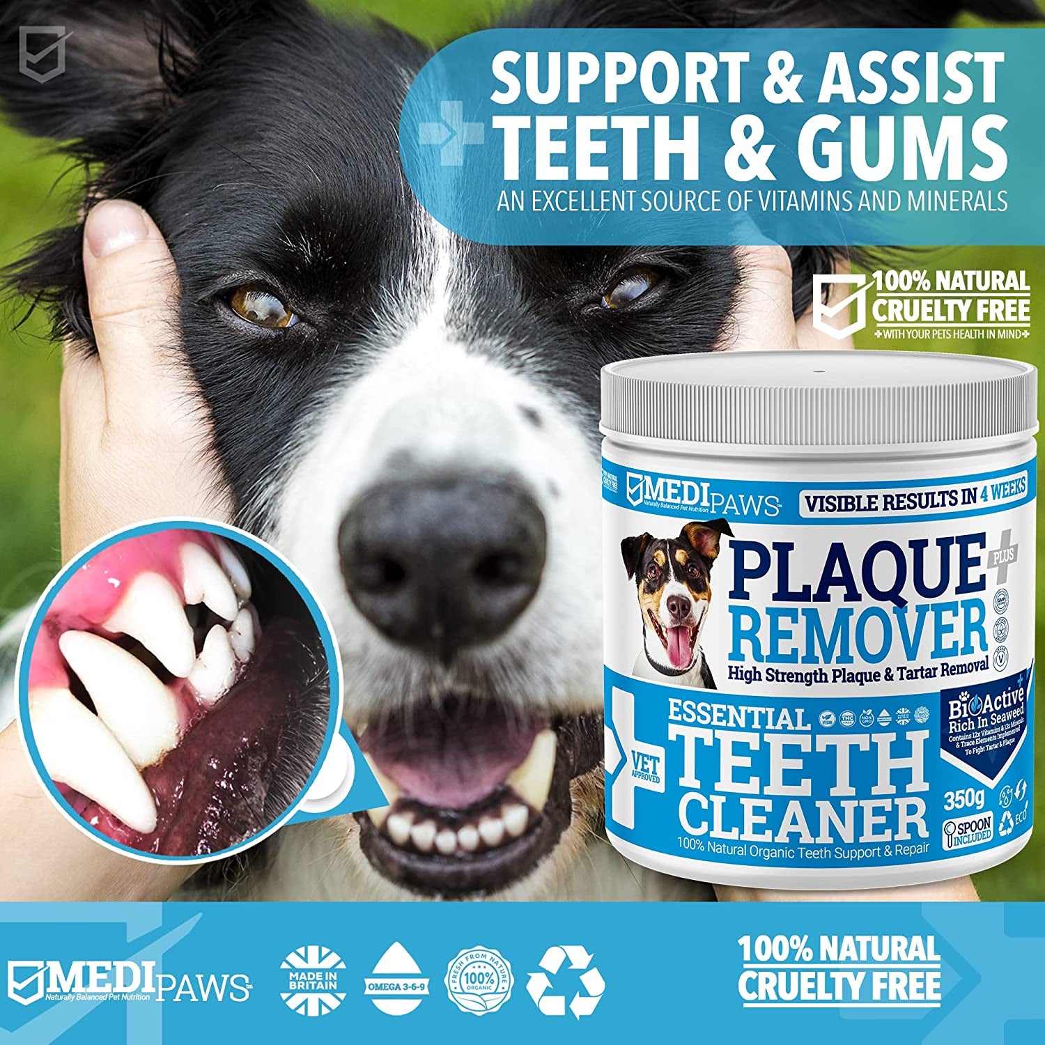 Medipaws® Plaque off Remover Dogs 350G for Dog Teeth & Bad Breath | Just Add to Dog Food - No Need for Dog Toothbrush or Dog Toothpaste | Remove Dog Bad Breath & Plaque Remover for Dogs, Cats & Pets Clear Store