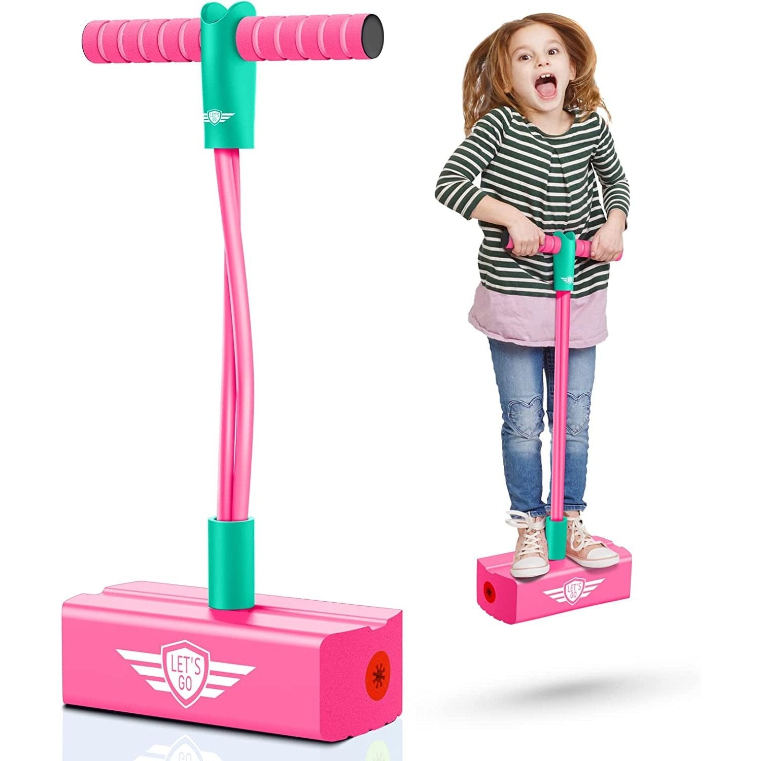 Girls Boys Toys Age 3 4 5 6 7 8 9 10 11 12, Foam Pogo Jumper Toys for 3-12 Year Old Girls Boys Indoor Toys 3-12 Year Old Girls Boys Gifts Jumperoo Toys for Autistic Children Rose Red