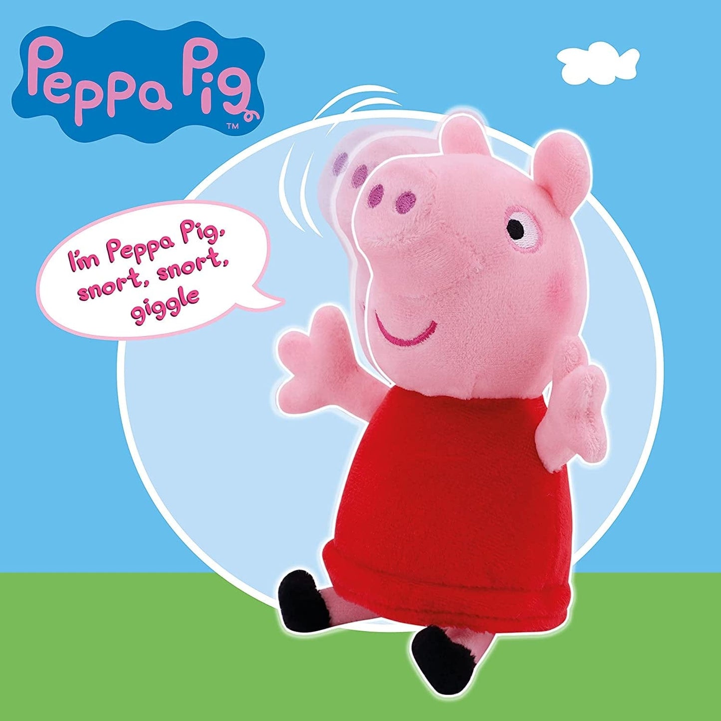 Peppa Pig Giggle and Snort Soft Toy, Squeeze Peppa’S Tummy, Classic Peppa Pig Styling, 20cm Tall Clear Store