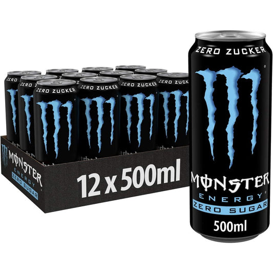 Monster Energy Absolutely Zero Can, Set of 12 x 500ml Clear Store