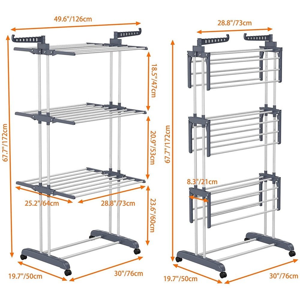 Airer Clothes Drying Rack ,4-Tier Foldable Clothes Hanger Clear Store