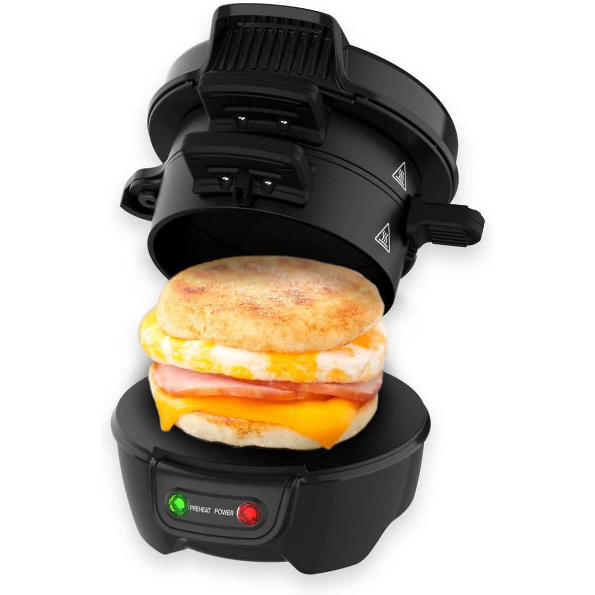 Drew & Cole - Electric Breakfast Sandwich Maker - Grilled Sandwich Toastie Maker - with Egg Cooker Ring - Easy to Clean Non-Stick Cooking Plates - Fantastic for English Muffins, Omelettes & Waffles