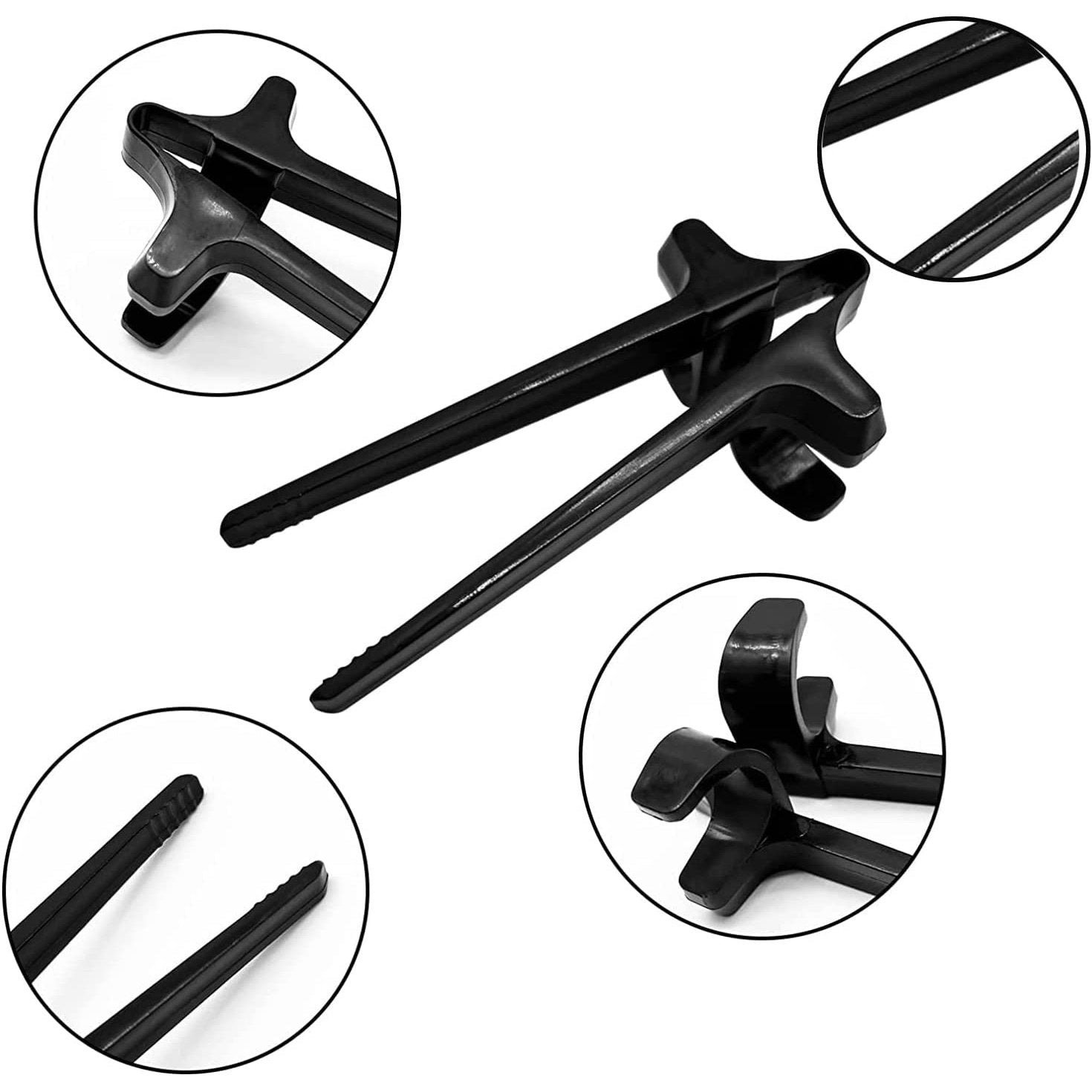 5 Pcs Finger Chopsticks for Gamers Snack Clips Free-Hands Finger Tongs No Dirty Hands Hygienic Game Accessories (Black)