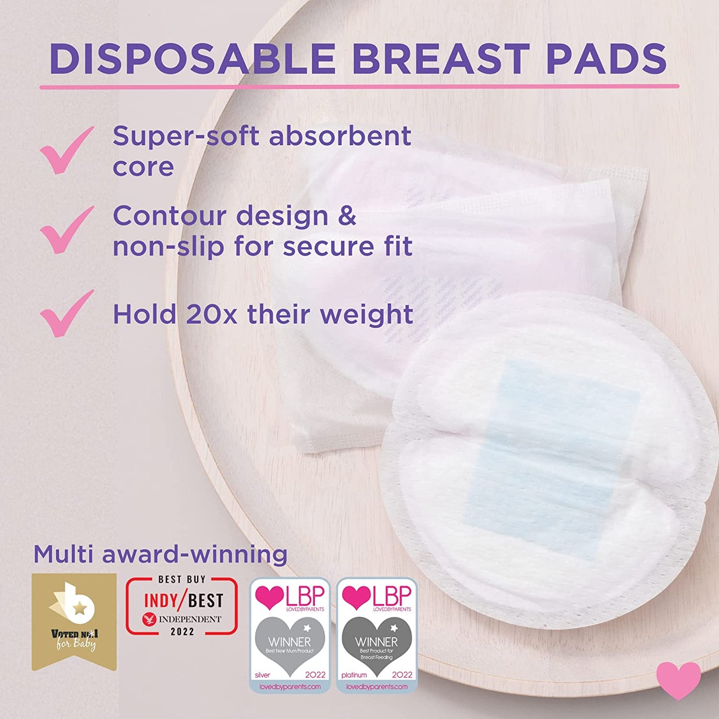 Disposable Breast Pads Pack of 60 for Breastfeeding Mothers, Essential for Hospital Bag, Thin Super Absorbent Layers, Discreet Fit Clear Store