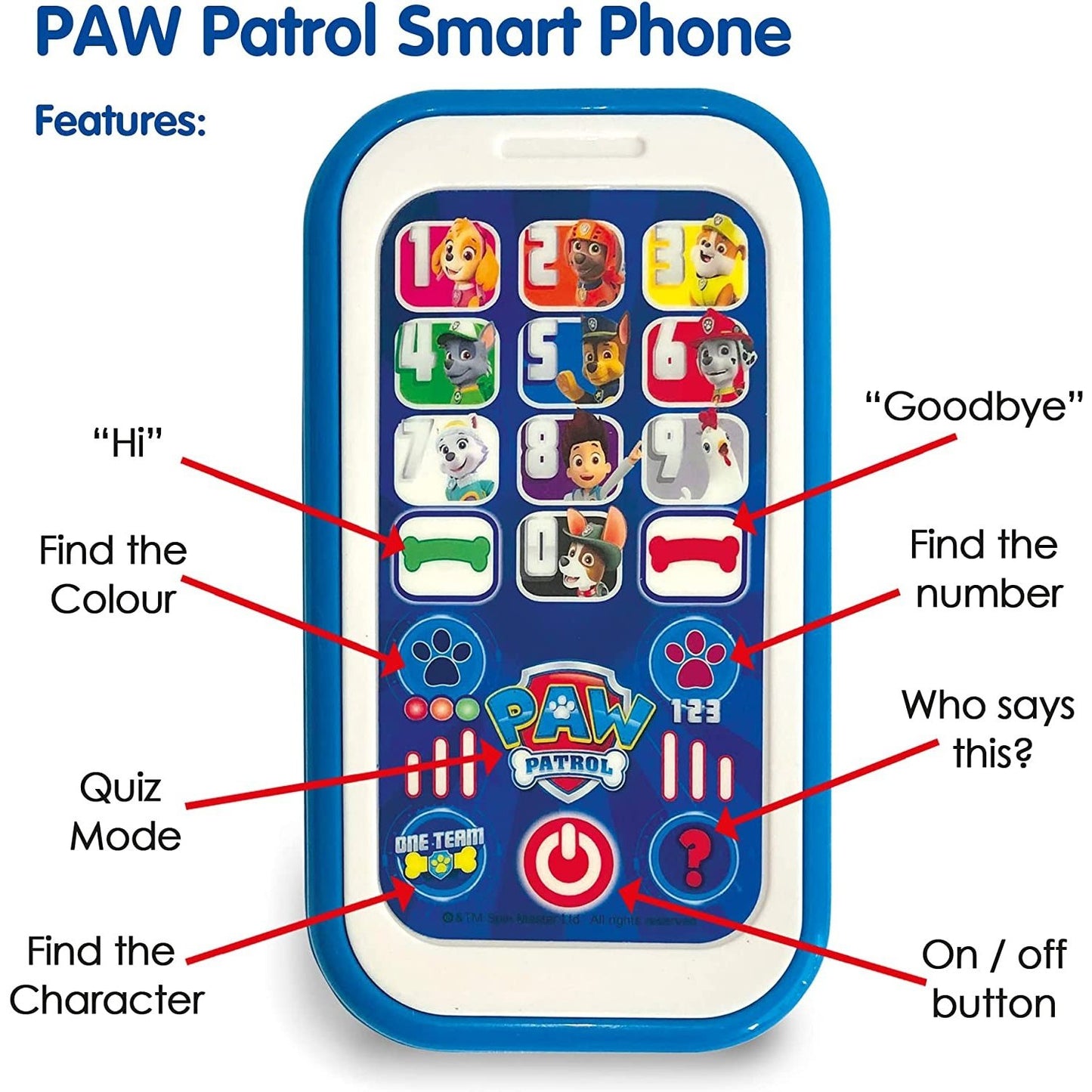 Paw Patrol Toys, My First Smart Phone Toy for Kids-Helps Child Development 3+ Years, Blue / White Clear Store