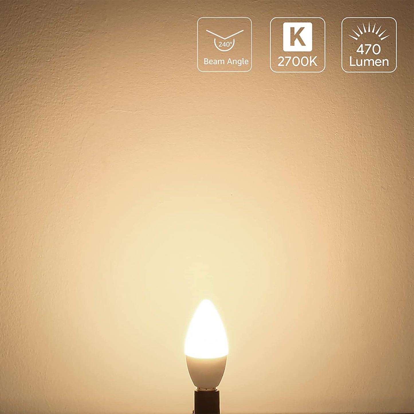 LED Light Bulb, Small Edison Screw E14 Candle Bulb, Warm White, 4.9W 470Lm, 40W SES Bulb Equivalent, 2700K C35 E14 LED Bulb, Energy Saving Candle Light Bulbs, Non-Dimmable, Pack of 6 Clear Store