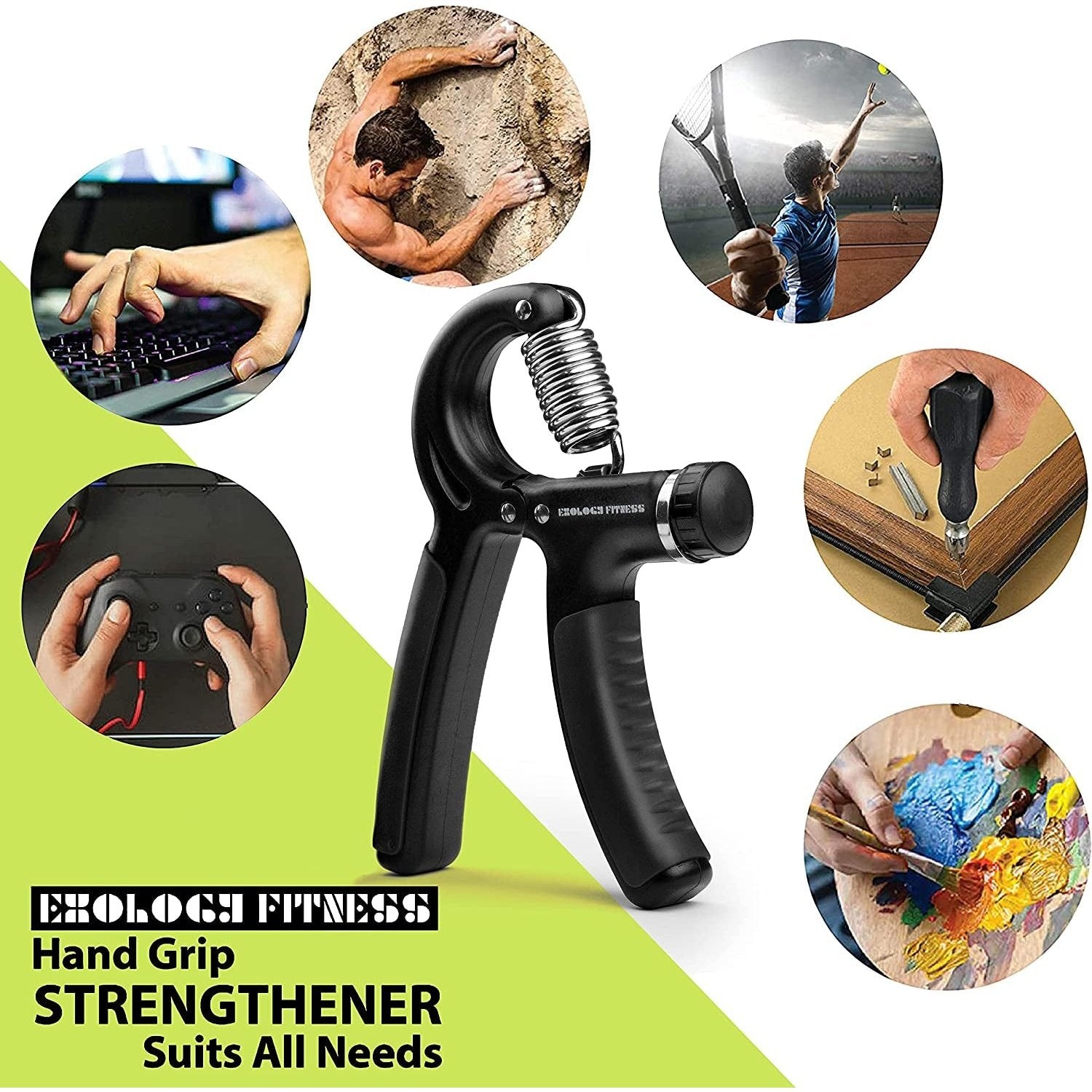 Grip Strengthener Exerciser 5-60 Kg – Adjustable Hand Grips Strengthener with Stainless Steel Spring for Strong Wrists, Fingers, Forearm, Hands Clear Store