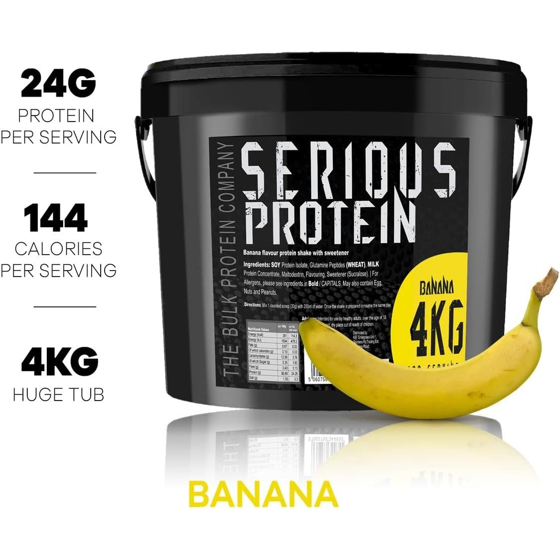 – SERIOUS Protein – Protein Powder – 4Kg – Low Carb – Supports Lean Muscle Growth – Recovery Supplement, 133 Servings, Banana