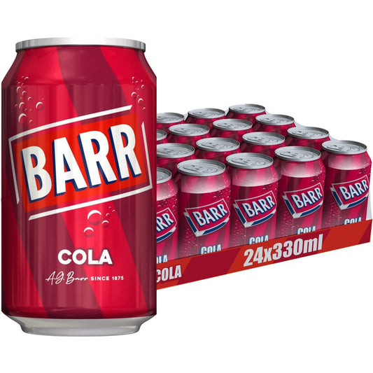 BARR since 1875, Classic Cola, 24 Pack Fizzy Drink Cans, Low Sugar, 24 X 330 Ml Clear Store