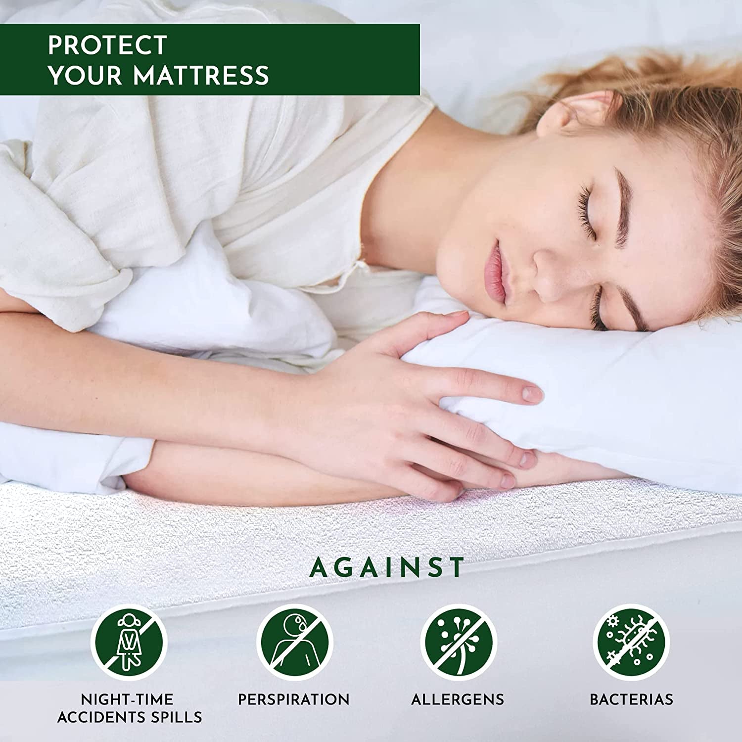 Caroline Shatuik 100% Waterproof Mattress Protector Double Fitted,Moisture Wicking Extra Deep anti Allergy Terry Towel,Mattress Topper, Mattress Cover (Double137 X 190 +30Cm)