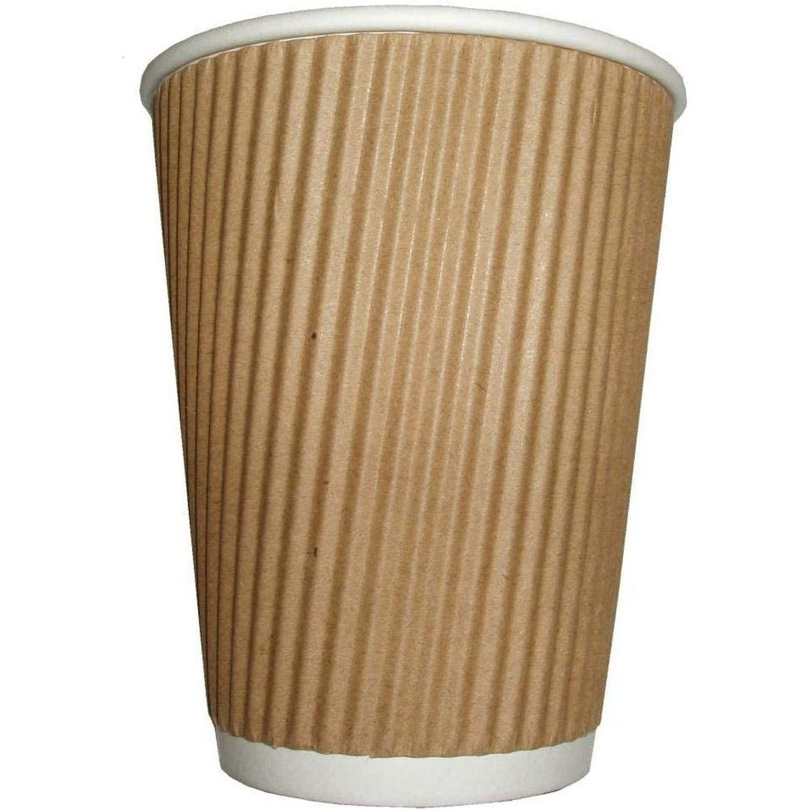 100 X Kraft 12 Ounce Ripple 3 Ply Disposable Insulated Paper Cups for Tea Coffee Cappuccino Hot Drinks