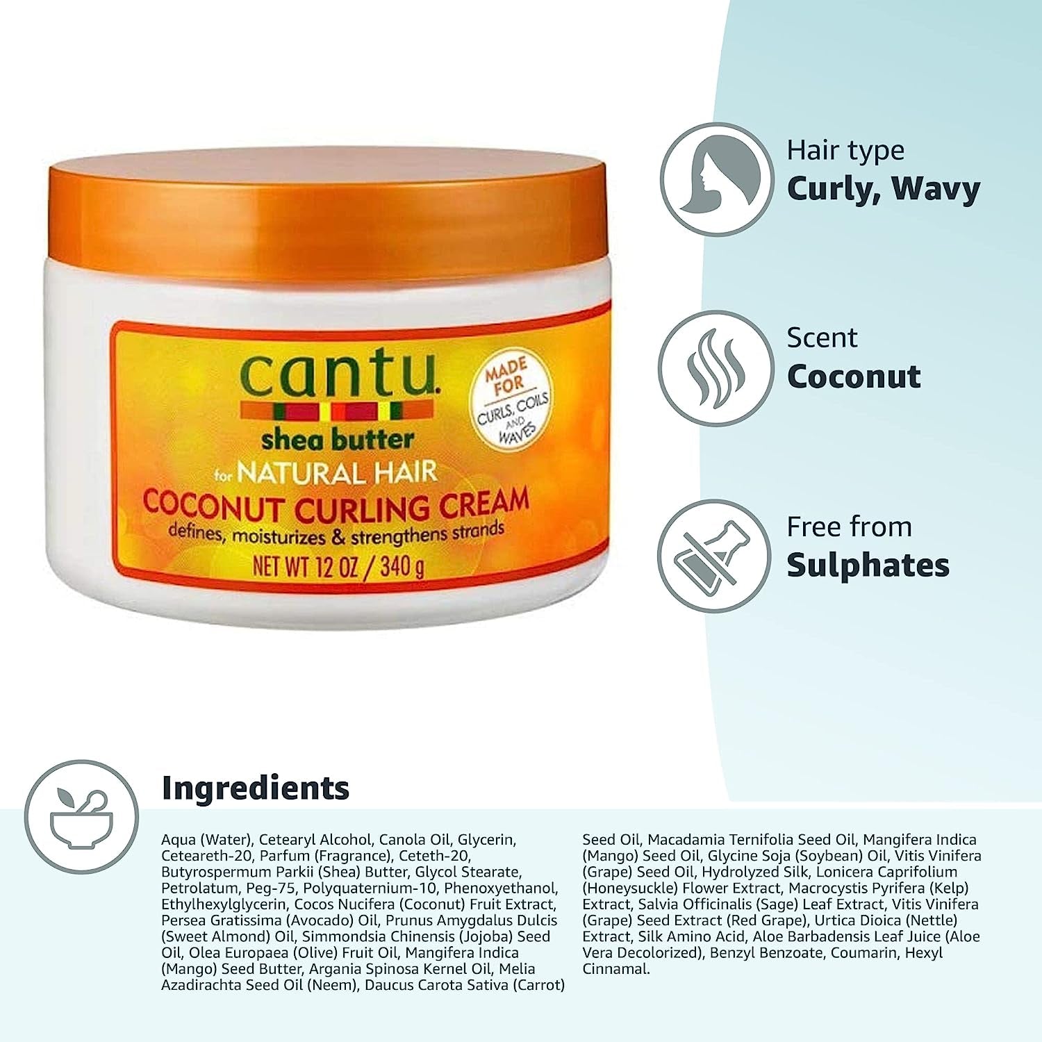 Cantu Shea Butter for Natural Hair Coconut Curling Cream 340g Clear Store