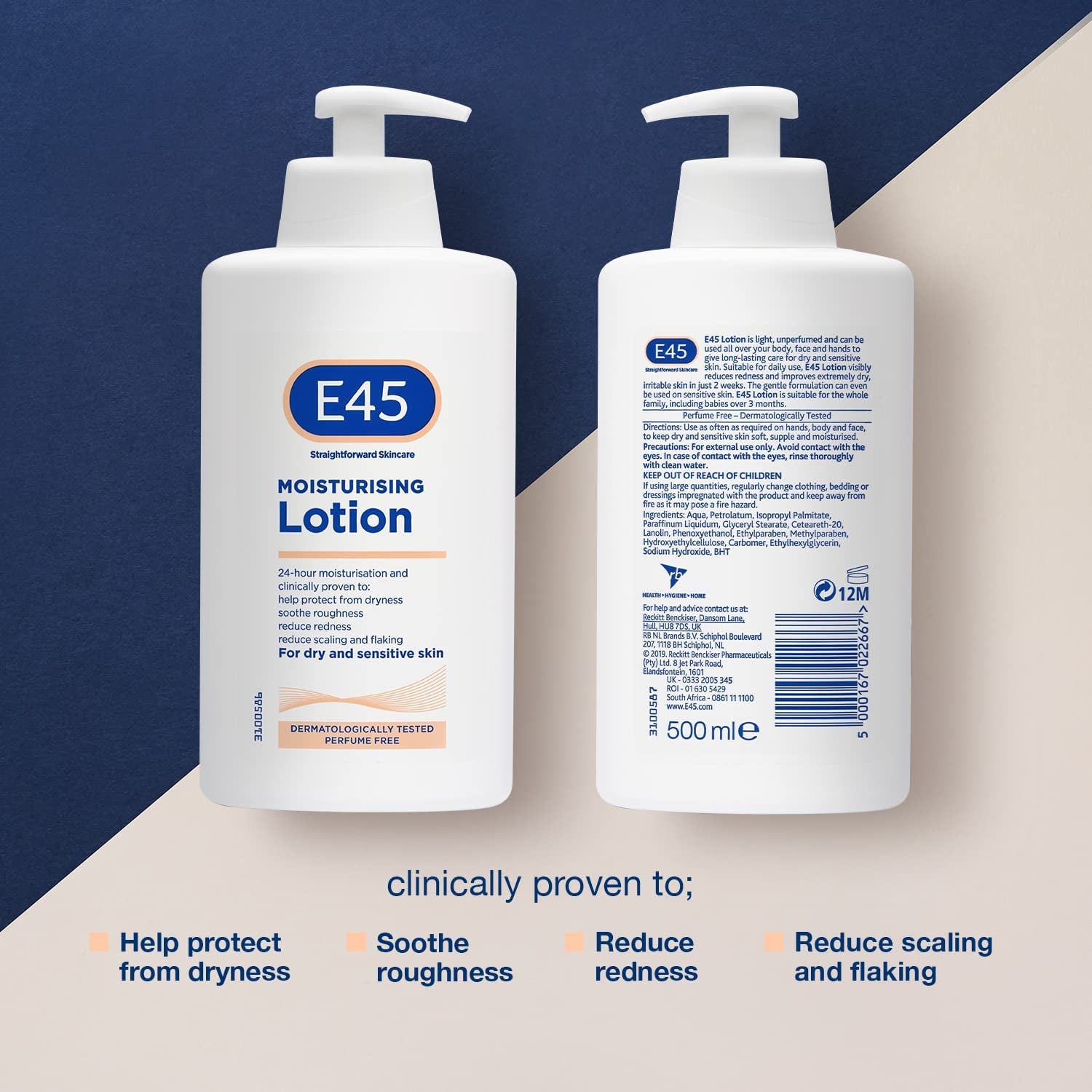 E45 Dermatological Moisturising Lotion 500ml Body Lotion , Daily Moisturiser Clear Store