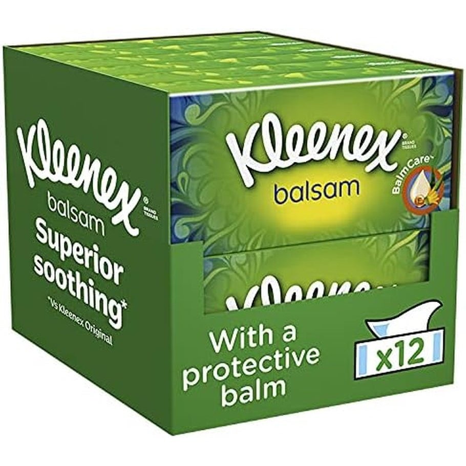 Kleenex Balsam Facial Tissues - Pack of 12 Tissue Boxes Clear Store