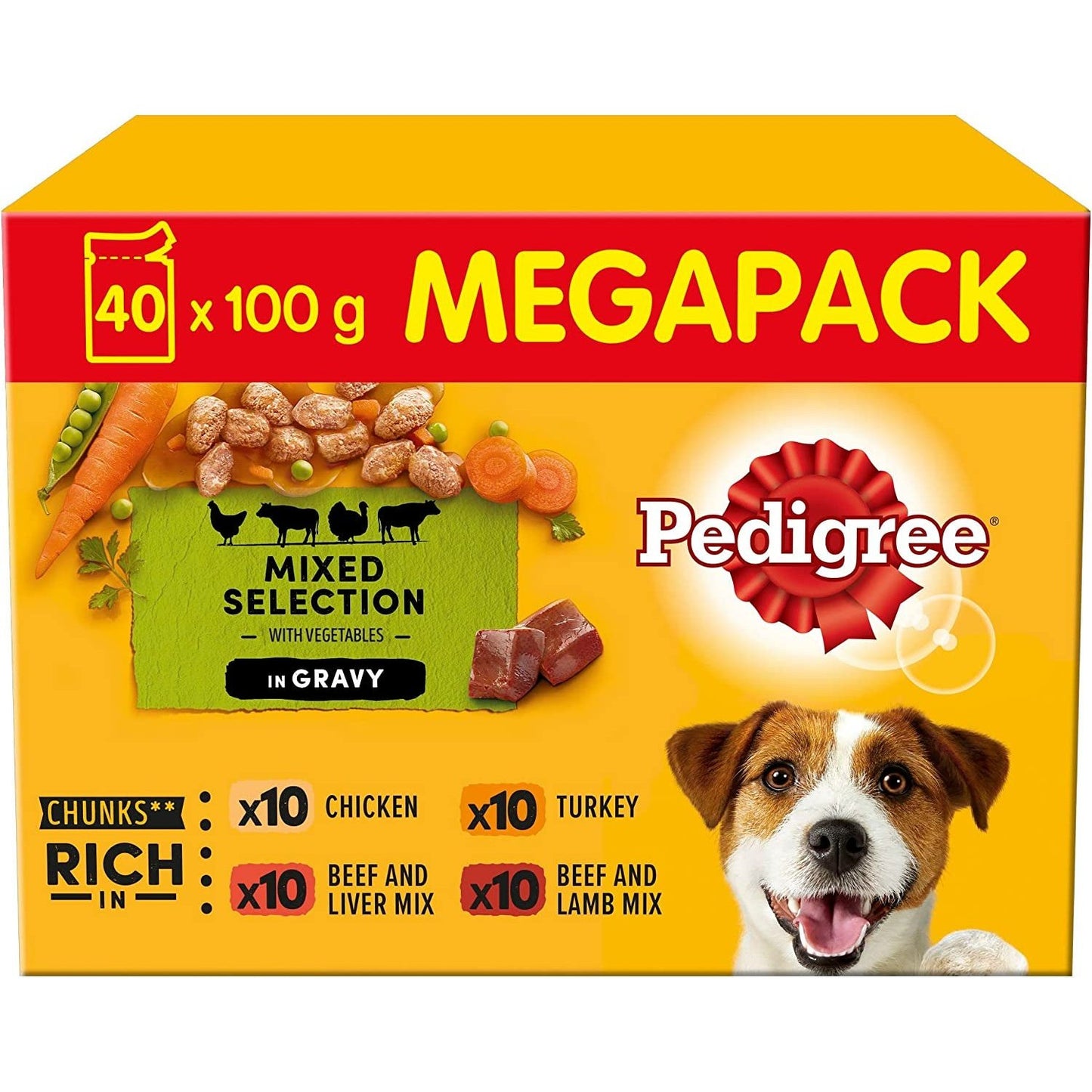 Mixed Selection in Gravy 40 Pouches, Adult Wet Dog Food, Megapack (40 X 100 G)