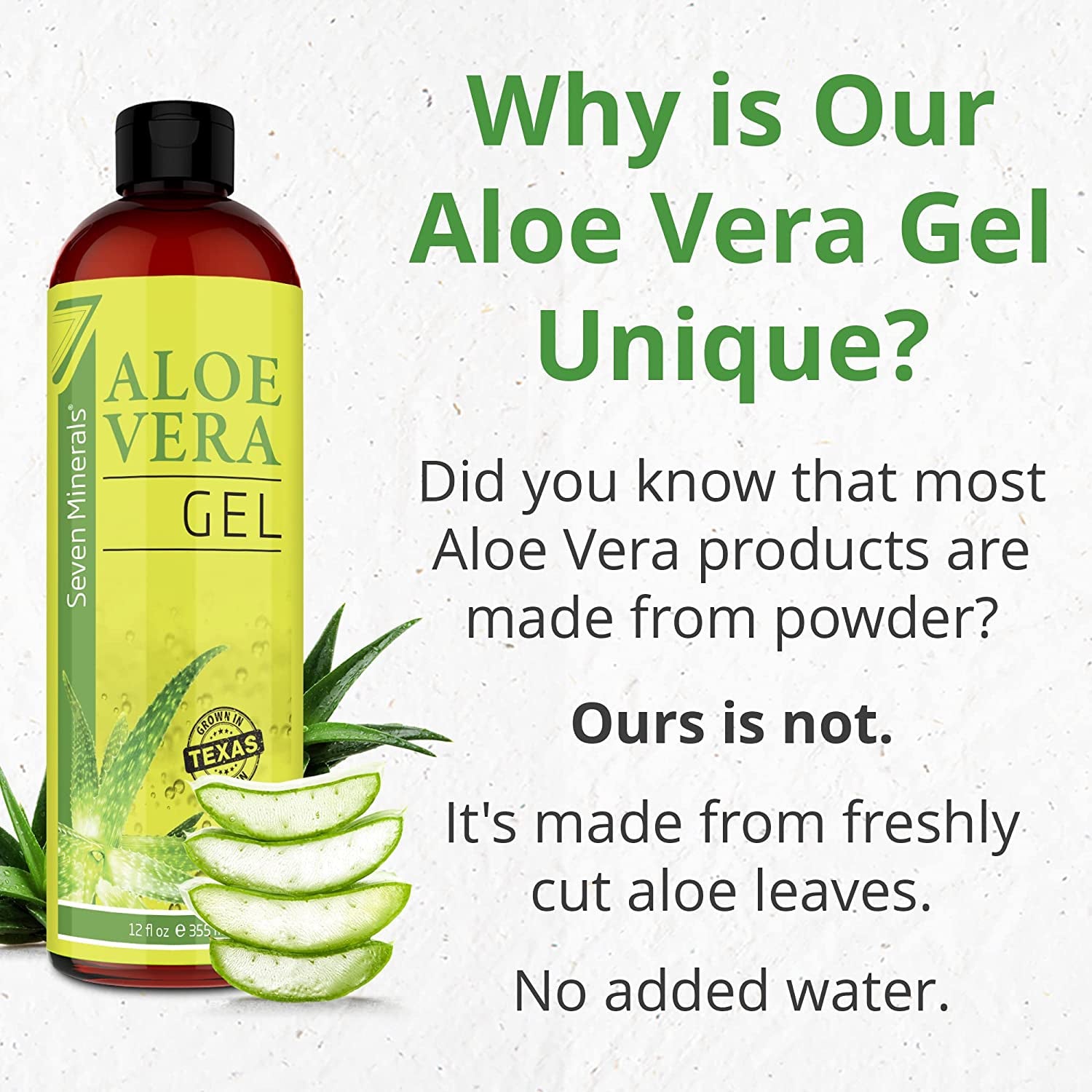 Organic Aloe Vera Gel with 100% Pure Aloe from Freshly Cut Aloe - NO ACRYLATES & CROSSPOLYMERS, so It Absorbs Rapidly with No Sticky Residue - Big 355 Ml / 12 Fl Oz