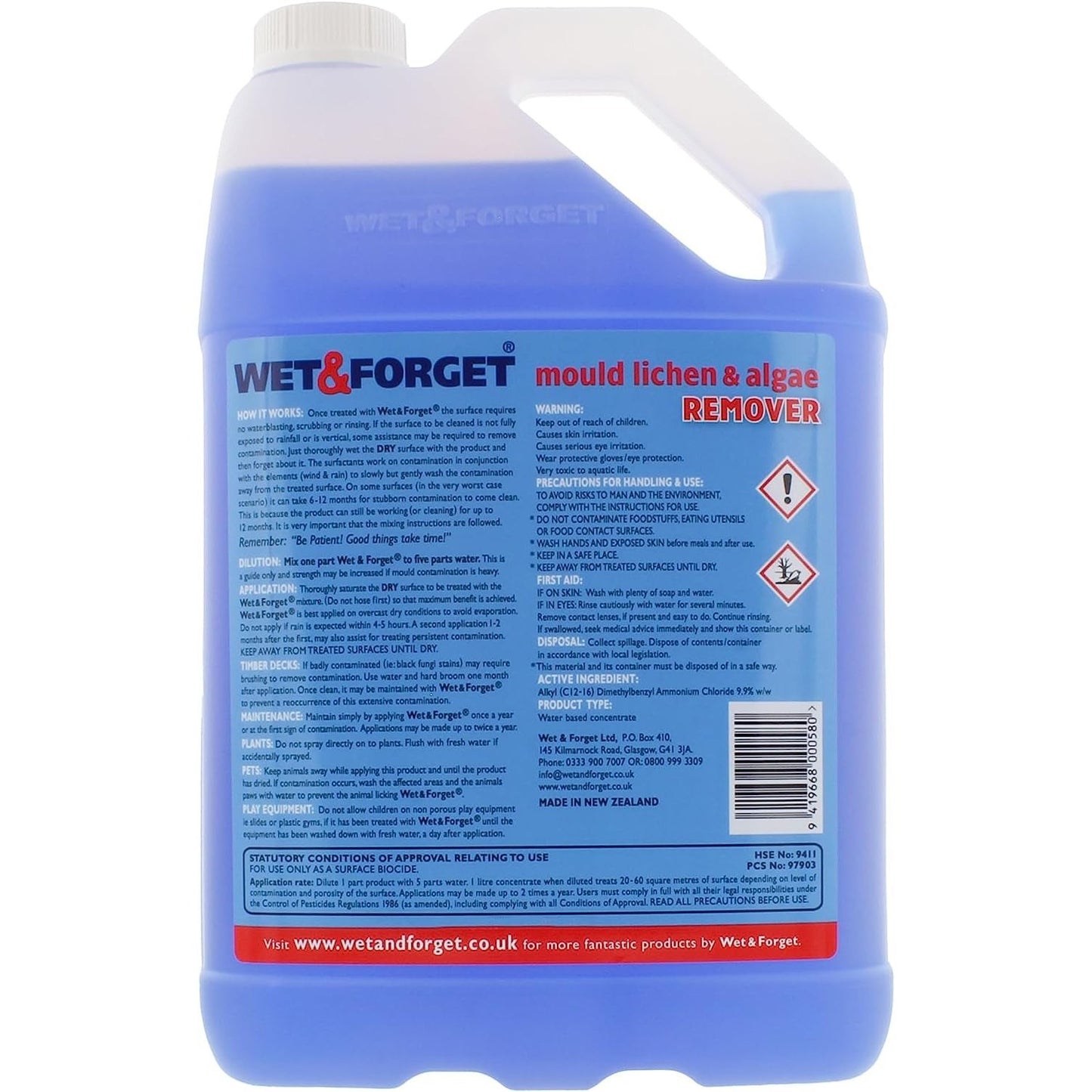 Mould, Lichen & Algae Remover, Outdoor Cleaning Solution, Black Mould Remover, Bleach Free, 5 Litre