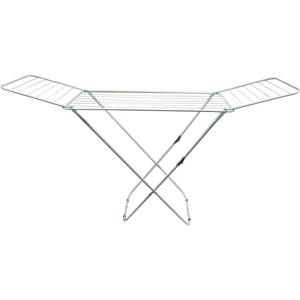 Winged Folding Clothes Airer, Metal, White Clear Store